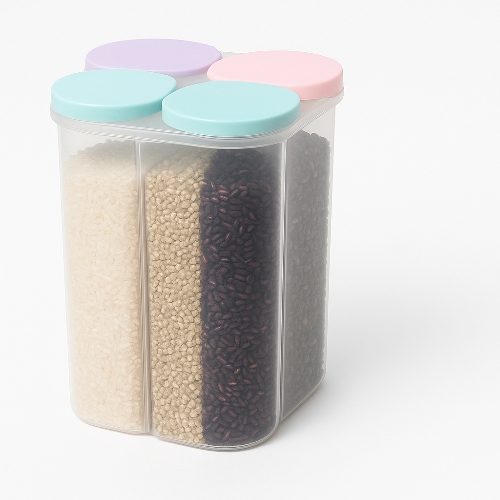4-Partition Plastic Storage Jar – 2.3 Litre