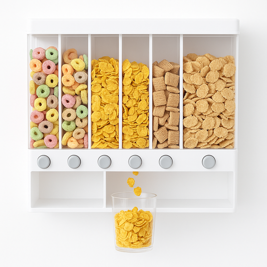 Wall-Mounted Rice &amp; Cereal Dispenser – 10kg Multi-Compartment Grain Storage Container